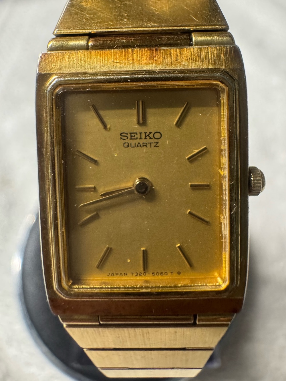 Seiko Gold-Tone Rectangular Quartz Bracelet Watch